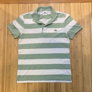 Lacoste Men's Polo in Green and White Stripes